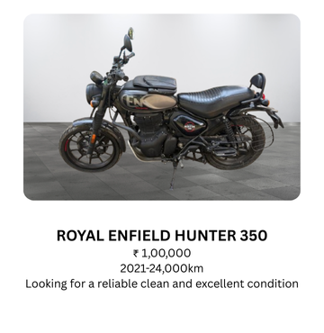 royal enfield hunter 350 ₹ 1,00,000 2021 24,000km looking for a reliable clean and excellent condition (5)